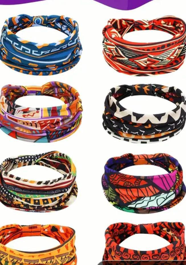 8 Pack African Headbands