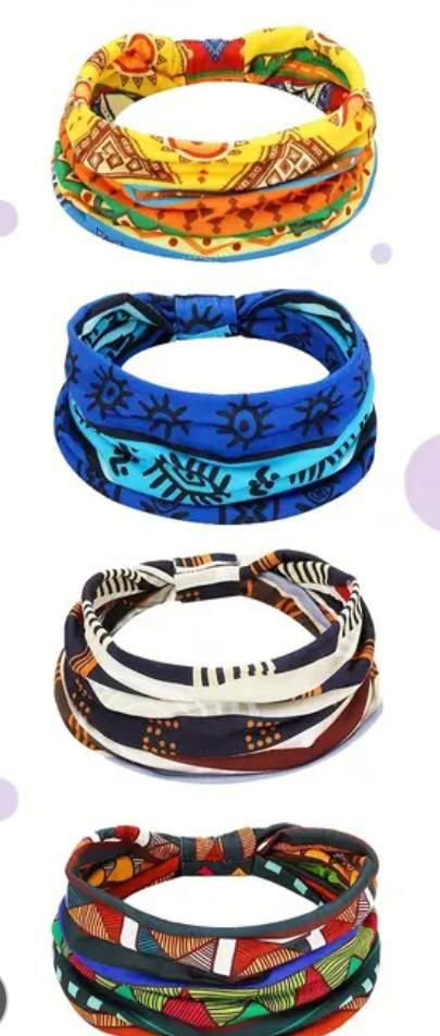 4 Pack African Headbands
